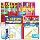 Word Find Puzzle Books for Adults Seniors - Set of 4 Jumbo Word Search Books with Large Print (Over 380 Pages Total with Bookmark)