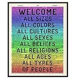 Welcome Sign - Tolerance Dictionary Wall Decor Picture - Art Poster Print for Home, Office, Store, Bar - Gift for LGBTQ, Queer, Gay, Bi, Lesbian, African American, Black, Latino, Liberal Democrats