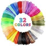 MIKA3D 32 Colors 3D Pen PLA Filament Refills, Each Color 10 Feet, Total 320 feet, Pack with 4 Finger Caps