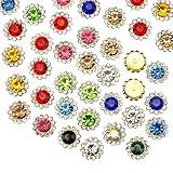 100 Pcs 12MM Sew on Rhinestones Crystals Glass Metal Base Sewing Flower Claw Rhinestones for Clothes Shoes Earring Belt Crafts Sewing Accessories (08 Mixed)