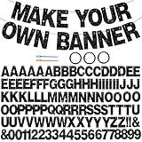 BEISHIDA 116 PCS A-Z Glitter Black DIY Letter Banner Kit Make Your Own Banner，Including 111 Letters and Numbers 3 Rope and 2 Threading Device,Customized for Birthday Graduation Wedding Party Decor