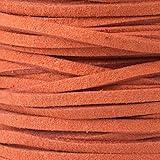 Cherry Blossom Beads Burnt Orange Flat Micro Fiber Faux Suede Leather Lace Beading Cord 1.5mm Thick, 2mm Wide - 25 Yard Spool