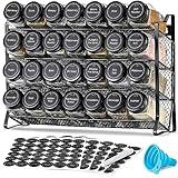 AOZITA Spice Rack Organizer for Cabinet, Spice Organizer with 28 Empty Spice Jars with Black Lids, Funnel, Spice Labels, Seasoning Organizer for Countertop, Cabinet, Kitchen, Pantry, Cupboard