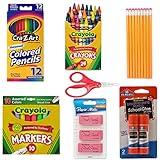 School Supply Basics - Supply Pack for Pre-school, 1st, 2nd, and 3rd Grade - Markers, Colored Pencils, Lead Pencils, Crayons, Scissors, 2 Glue Sticks, 3 Erasers