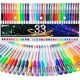 TANMIT Gel Pens, 33 Color Gel Pen Fine Point Colored Pen Set with 40% More Ink for Adult Coloring Books, Drawing, Doodling, Scrapbooks Journaling