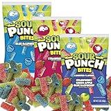 Sour Punch Bites, 5 Ounce Bags (Pack of 3), Strawberry, Blue Raspberry & Assorted Flavors Bags, The Hampton Popcorn & Candy Company