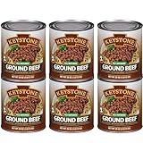 Keystone Meats All Natural Heat and Serve Ground Beef 28 oz – Fully Cooked Canned Meat – Ready to Eat – 5-Year Shelf Life – Pantry Staple for Everyday Meals, Emergency Survival Canned Food – Made in USA – Pack of 6