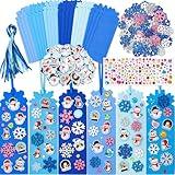 Snowflake Bookmark Craft Kits for Kids DIY Christmas Foam Stickers Arts and Crafts for Xmas Holiday Activity Supplies 24 Sets