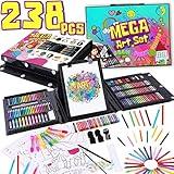 Dinonano Drawing Painting Art Set for Kids - 238 Pieces Paint Makers Coloring Set School Supplies Kit Sketch Pad Easel Oil Pastels Crayons Watercolor Pencils Markers Toddler Boys Girls Age 3 4 5 6-12