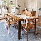 Devoko Home Acacia Wood Dining Table 6-Person Indoor Outdoor Table with Iron Legs, Sandblast Finish, Natural Stained, Rustic Metal, 69 * 33 * 30 inch (Natural)