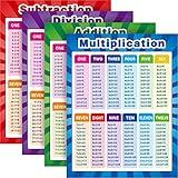 Extra Large Educational Math Posters, Multiplication Division Addition Subtraction Educational Table Chart Posters for Kids, Elementary Middle School Classroom, 17 x 22 Inch (Assorted Style, 4 Pieces)