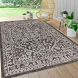 JONATHAN Y SMB104C-8 Malta Bohemian Medallion Textured Weave Indoor Outdoor Area -Rug, Coastal, Traditional, Transitional Easy -Cleaning,Bedroom,Kitchen,Backyard,Patio,Non Shedding, Black/Gray, 8 X 10