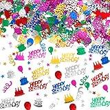 WILLBOND 3000 Pieces Happy Birthday Confetti Birthday Party Cake Confetti Metallic Foil Balloon Table Scatter Decorations for Carnival Baby Shower DIY Arts and Crafting