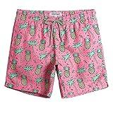 maamgic Mens Swim Trunks Quick Dry Swim Shorts with Mesh Lining Funny Swimwear Bathing Suits 7inch Pineapple Palm Tree Pink Large