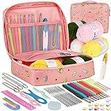 Aeelike Crochet Kit for Beginners Adults, Crochet Kits Include Yarn, 59pcs Crochet Starter Kit for Beginners Kids,Ergonomic Crochet Hooks 2.0-6.0 mm, Lace Steel Needles 0.6-1.9 mm