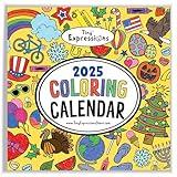 Tiny Expressions - Kids Coloring Calendar 2025-12 Month Color Your Own Wall Calendar for Children, Boys & Girls with Fun Planning Boxes for Daily, Weekly, and Monthly Tasks