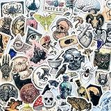 50-Piece Gothic Dark Academia Sticker Pack – Vintage Spooky Medieval, Occult, Supernatural, Witchcraft Goth Decals for Laptop, Journal, Water Bottle, Scrapbook