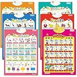 6Pcs Electronic Interactive Alphabet Wall Chart for Kids, ABC Learning for Toddlers,Learning Toys for Toddlers, Talking ABC,123s,Animal,Fruits,Vehicles & Vegetables Poster,Preschool Gifts for Kids