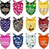 12 Pieces Holiday Dog Bandanas Christmas Dog Scarf Birthday New Year Valentine's Day Daily Festival Costume Supply Pets Dog Scarf Bandana for Dogs Cats Pets Costume(Large)