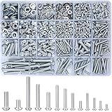 wugongshan 1080 Pcs Screws Bolts and Nuts Assortment Kit, Metric Machine Screws and Nuts and Flat Washers, M3/M4/M5/M6 Cross Slotted Round Head Bolts Sets (C)