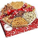 Christmas Nuts Gift Basket for Holiday Season, Premium Mixed Nut Assortment Gift Gourmet Snack Food Present Box, Vegan, Organic and Kosher - Christmas Gift Basket for Family (7 Sectional)