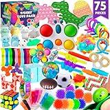 75 pcs Fidget Toys Kids Pack - Pinata Stuffers, Party Favors, Classroom Stress Relief Prizes - Treasure Chest Goodie Bag Rewards with Pop its for Autistic ADHD - Autism Bulk Fidgets Box Gifts for Kids