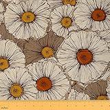 Feelyou Abstract Floral Fabric by The Yard, Vintage Floral Botanical Nature Theme Upholstery Fabric for Chairs and Home DIY Projects, Modern Decorative Waterproof Fabric, 1 Yard, Marigold Orange