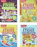 Highlights Hidden Pictures Sticker Challenge Books for Kids Ages 6 and Up, 4-Pack, 64 Pages of Seek and Find Activities, Double as Coloring Books, 440+ Stickers