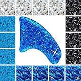 zetpo 80 pcs Cat Claw Covers | Cat Nail Caps | with Adhesives and Applicators (M, White, Black, Blue Glitter, Sky Blue)