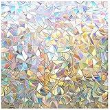 rabbitgoo Window Privacy Film Rainbow Film Decorative Window Sticker, 3D Static Stained Glass Cling Tint for Home Heat Control Non-Adhesive, 17.5 x 78.7 inches