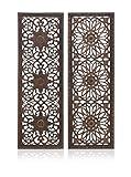 Deco 79 Wood Floral Handmade Home Wall Decor Intricately Carved Panel Wall Sculpture, set of 2 Wall Art 16" x 1" x 48", Brown