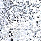 TecUnite Silver Metallic Star Confetti for Tables Silver and Glitter Star Table Confetti for Wedding Birthday Party Decoration, 60 Grams/ 2.1 Ounce