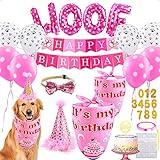 AROIC Dog Birthday Bandana Set, Pet Party Decorations Kit with 2 Bandanas, Fun Pet Birthday Party Decorations for Small Medium Dogs Pets, Cute Puppy Celebration Outfit with Hat, Bow Tie & Balloons