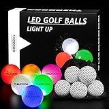 THIODOON Glow in The Dark Golf Ball Upgarded Timer Resettable for Night Sports Super Bright LED Glowing Golf Balls Long Lasting Light up Golf Ball (6 Pack)