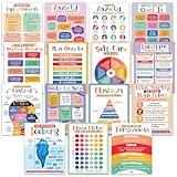Decorably 15 Mental Health Posters for Classroom, 11x14in Matte-Laminated Educational Mental Health Posters for Office - School, Counselors Office, Therapy Clinic