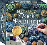 Metallic Rock Painting Box Set - DIY Rock Painting for Adults - Rocks, Brush, Paint Included - Mandala Stone Artist - Create Rock Artwork at Home - Arts and Craft for Adults - Adult Hobbies