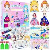 FJBICODA 30 Paper Craft Activities Kits, Arts & Crafts Gifts for Girls Age 5-12, Princess Makeup Play on Paper, Dress Up Game, Foil Fun & Diamond Art, Creative Toy for 5 6 7 8 9 10 11 12 Year Old Kid