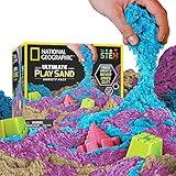 National Geographic 6 Lb. Moon Sand Combo Pack - 2 Lbs. Each of Blue, Purple and Natural Play Sand with Castle Molds - A Fun No Mess Sensory Activity, Kids Fake Sand Play Set (Amazon Exclusive)