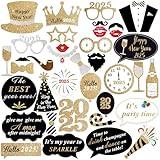 KatchOn, Glitter New Years Photo Booth Props 2025 - Huge, Pack of 35 | New Years Eve Photo Booth Props 2025, Happy New Years Decorations 2025 | New Years Photo Props, New Years Eve Party Supplies 2025