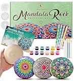 Mandala Rock Painting Kit - Mandala Dotting Tools Kit - Large Wooden Rocks for Painting, Mandala Stencils, Acrylic Paints, Dotting Tools for Painting Rocks - Mandala Dot Art Kit for Adults & Kids