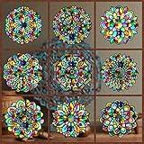 18 Pack Colorful Mandala Window Clings DIY Kit Stained Glass Kits for Adults Suncatchers for Windows Arts and Crafts DIY for Adults Mandala Sun Catcher for Beginner Teens, 6 x 6 Inches