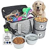 Top Dog Pet Gear Grey Dog Travel Bag - Airline-Approved Pet Supply Organizer with Collapsible Bowls & Food Storage, Camping & Beach Ready