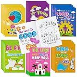 Dvbonike 24Pcs Bible Coloring Books Religious Theme DIY Color-in Pages with Inspirational Words Drawing Holiday Christian Activity Supplies for Sunday School Classroom Rewards Artwork Gift for Kids