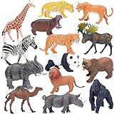 BOLZRA Safari Animals Figures Toys, Realistic Jumbo Wild Zoo Animals Figurines Plastic African Jungle Animals Playset for Kids Toddlers, 14 Piece Gift Set