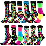 JOYIN 12 Pack Christmas Socks Women Colorful Funky Paint Splash Patterned Crew Socks Funky Paintspalsh & Colorblocks for Christmas, Holiday or Birthday Gift