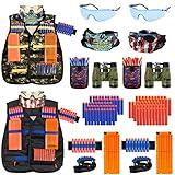 2 Pack Kids Tactical Vest Kit for Nerf Guns Game N-Strike Elite Series Wars with Refill Darts, Reload Clips, Dart Pouch, Tactical Mask, Wrist Band and Protective Glasses for Boys ,Girls