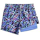 maamgic Mens 5" Gym Running Shorts for Men 2 in 1 Quick Dry Workout Athletic Shorts Colorful Blue Medium