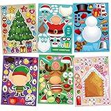 ROCWOHO 36 PSC Christmas Stickers for Kids Make Your Own Christmas Stickers DIY Santa Claus Christmas Tree Snowman Sticker Christmas Games for Kids Toddles Sticker Book Christmas Crafts Activities