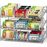 Simple Houseware Stackable Can Organizer Rack for Pantry/Cabinet – 11.5" D x 17" W x 13.75" H, Holds 36 Cans, 3-Tier Can Food Storage Dispenser, Chrome