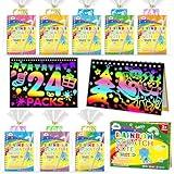 ZMLM Rainbow Scratch Party Favors Kids: Birthday Gifts Toy Bulk Scratch Art Notebook 24 Pack Scratch Paper Birthday Party Favor Girls Boys Art Craft Kit Scratch Pads Classroom Prizes